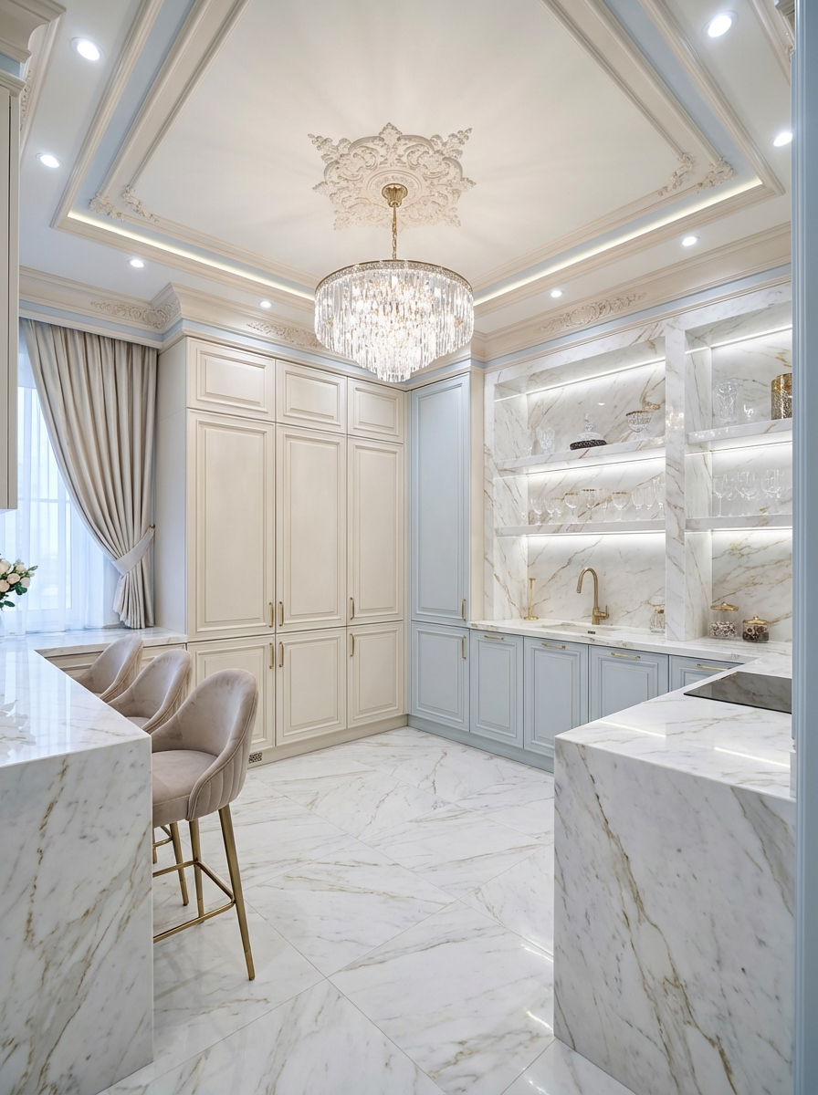 Дизайн кухни в стиле Классика — фото интерьера от нейросети RoomGPT