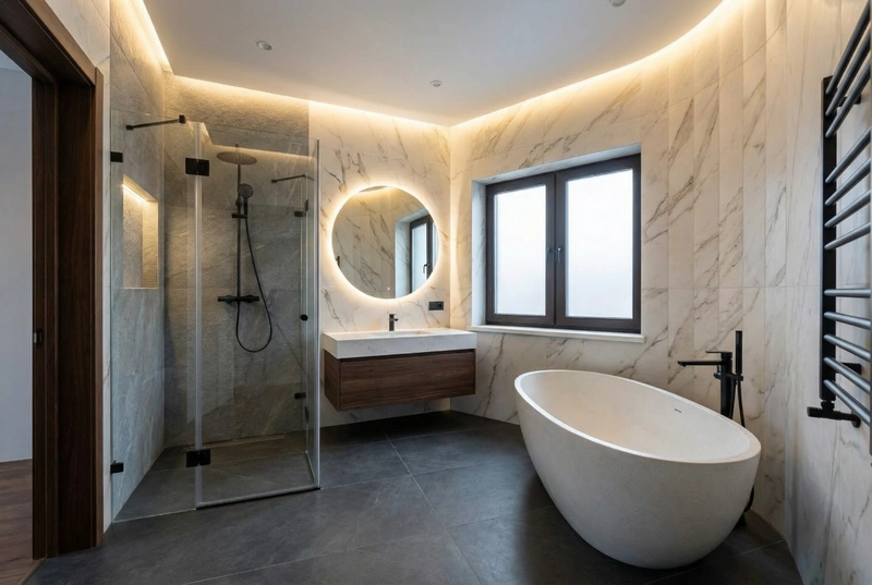 Дизайн интерьера в стиле Контемпорари — Ванная от нейросети RoomGPT