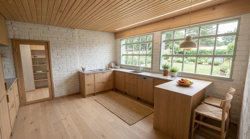 Дизайн кухни в стиле Сканди — фото интерьера от нейросети RoomGPT