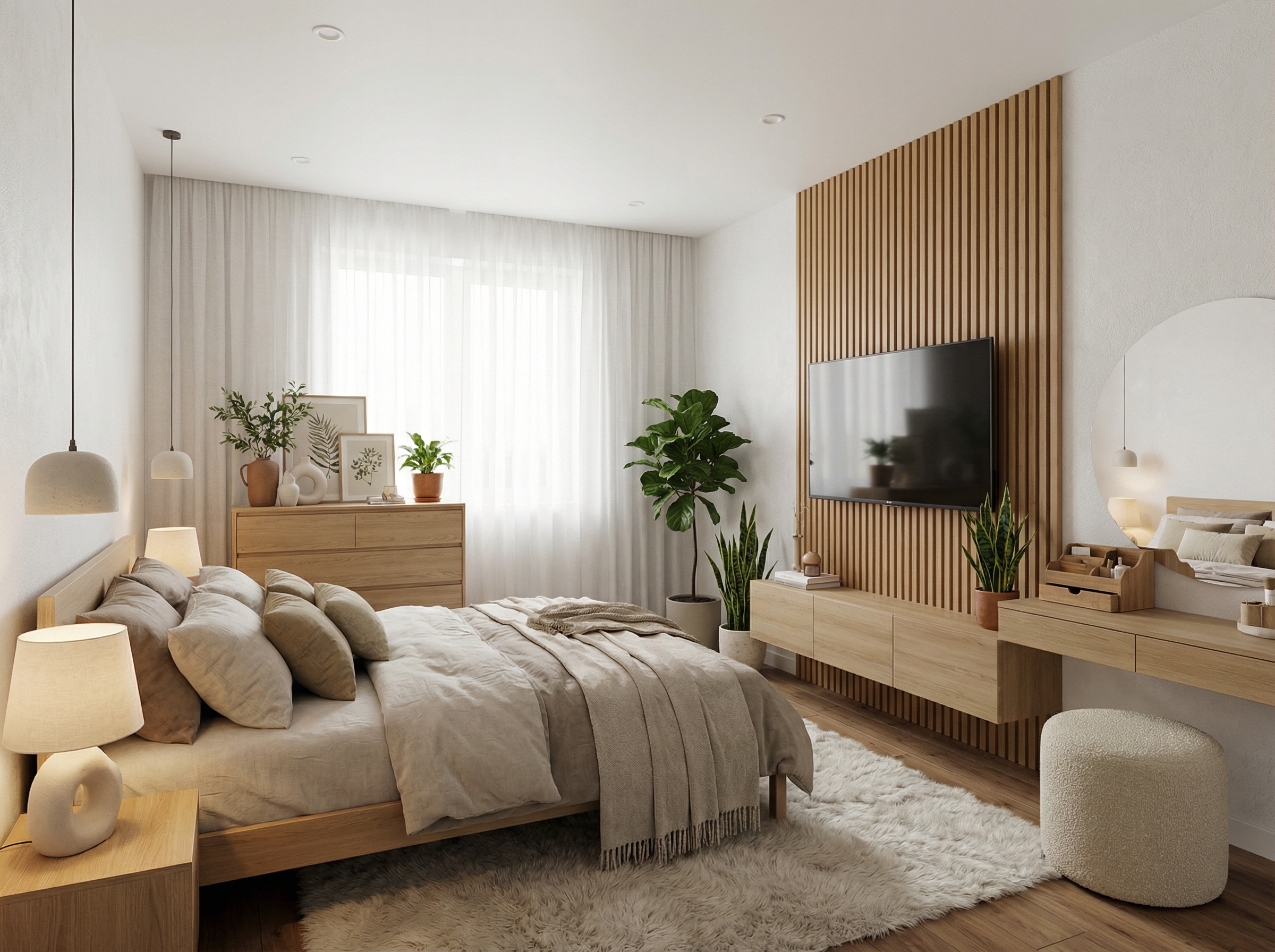 Дизайн спальни в стиле Хюгге — фото интерьера от нейросети RoomGPT