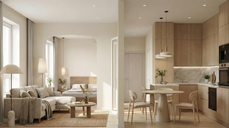 Дизайн интерьера в стиле Сканди — Гостиная от нейросети RoomGPT