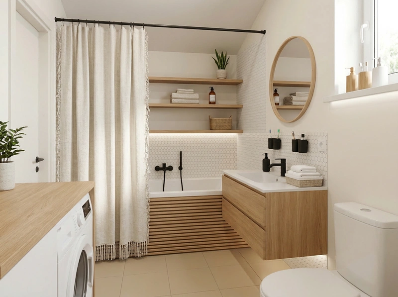 Дизайн ванной в стиле Хюгге — фото интерьера от нейросети RoomGPT