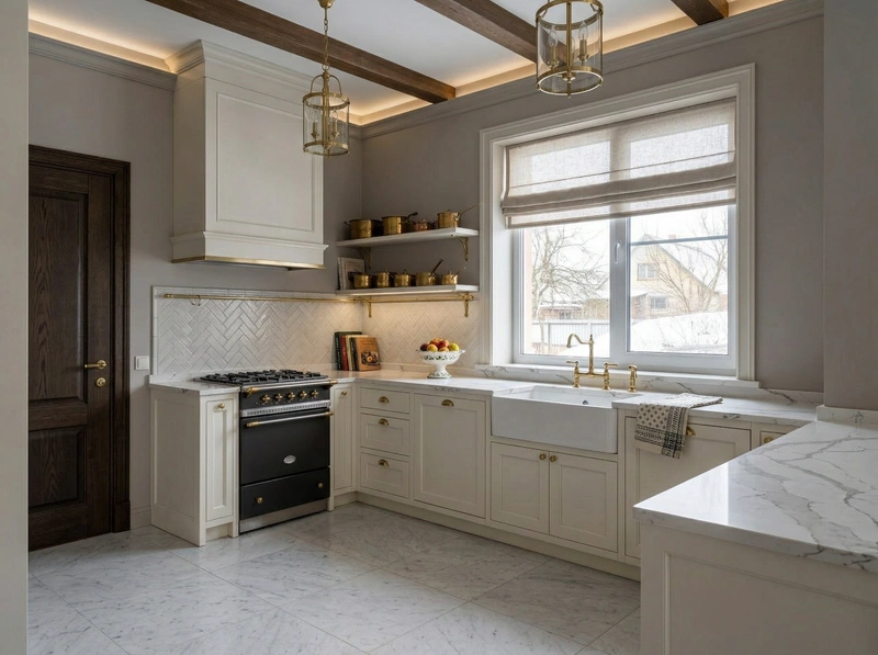 Дизайн интерьера в стиле Классика — Кухня от нейросети RoomGPT