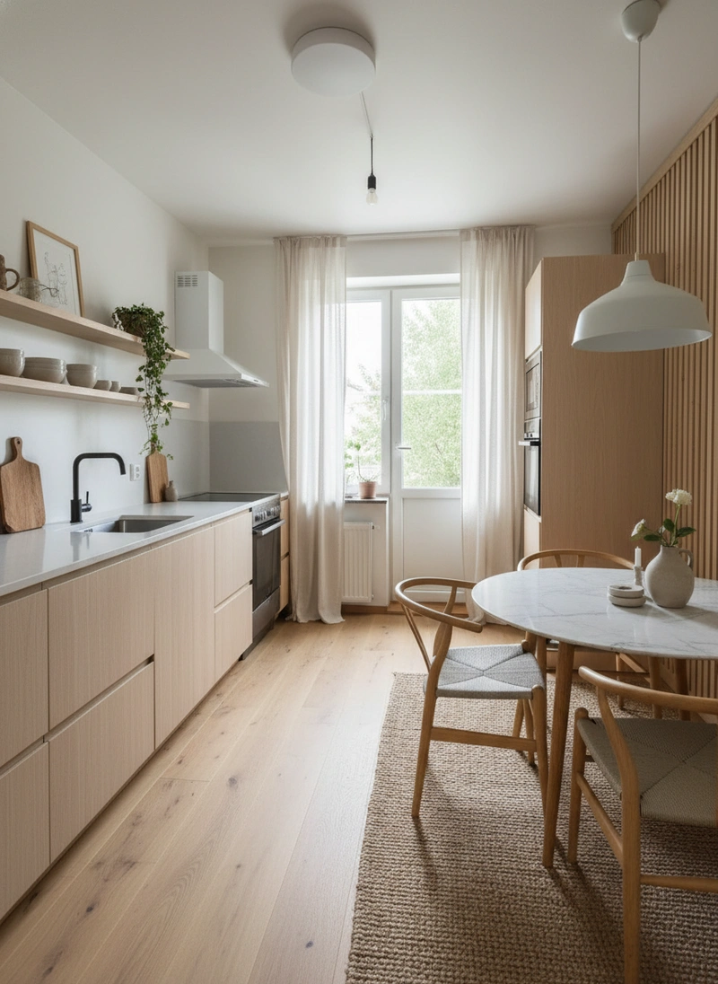 Дизайн интерьера в стиле Хюгге — Кухня от нейросети RoomGPT