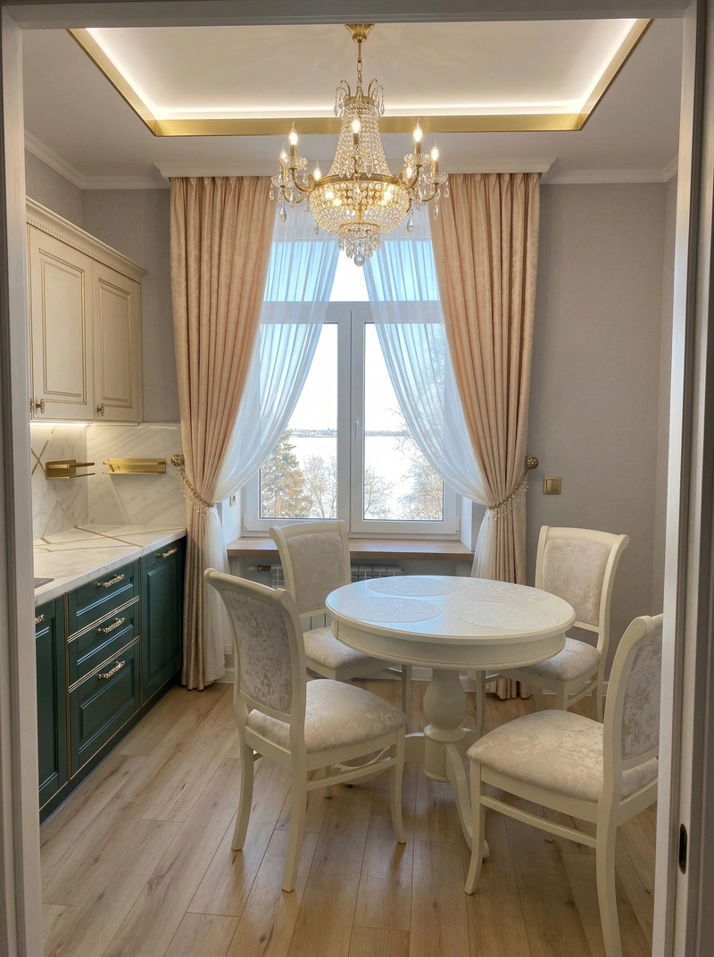 Дизайн кухни в стиле Неоклассика — фото интерьера от нейросети RoomGPT