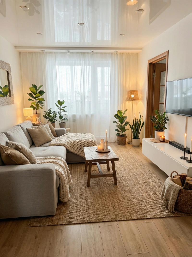 Дизайн интерьера в стиле Хюгге — Гостиная от нейросети RoomGPT