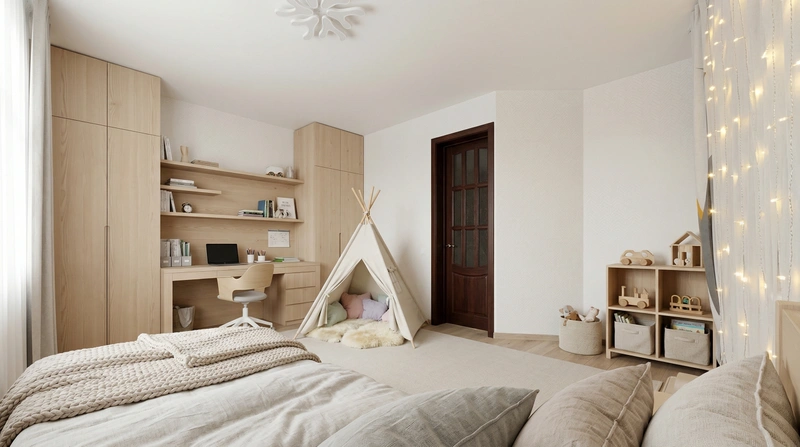 Дизайн детской в стиле Хюгге — фото интерьера от нейросети RoomGPT