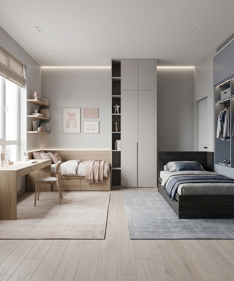 Дизайн детской в стиле Минимализм — фото интерьера от нейросети RoomGPT