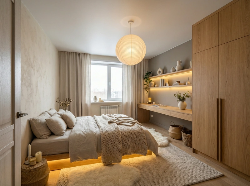 Дизайн интерьера в стиле Хюгге — Спальня от нейросети RoomGPT