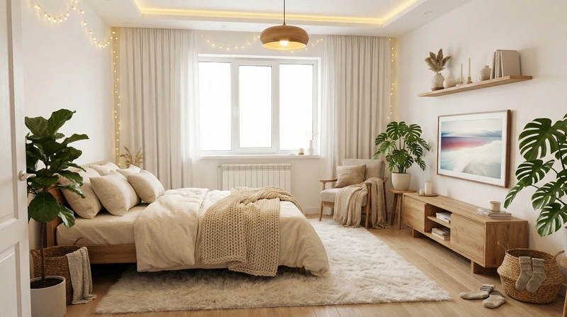 Дизайн интерьера в стиле Хюгге — Спальня от нейросети RoomGPT