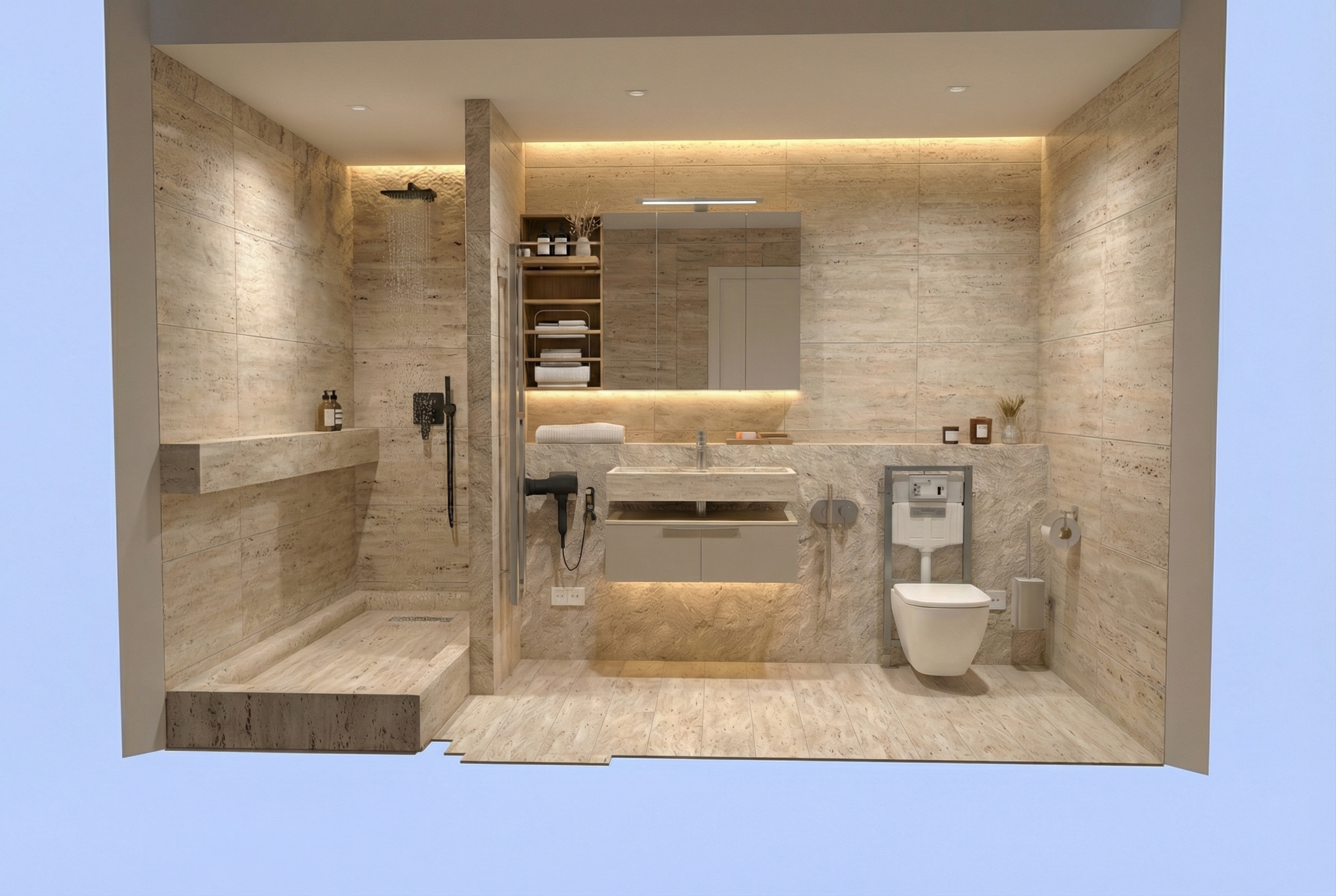 Дизайн ванной в стиле Минимализм — фото интерьера от нейросети RoomGPT