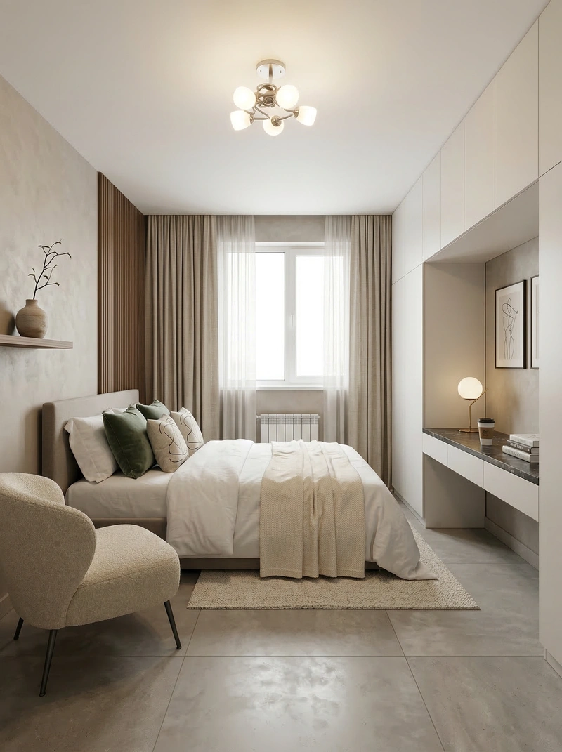 Дизайн интерьера в стиле Минимализм — Спальня от нейросети RoomGPT