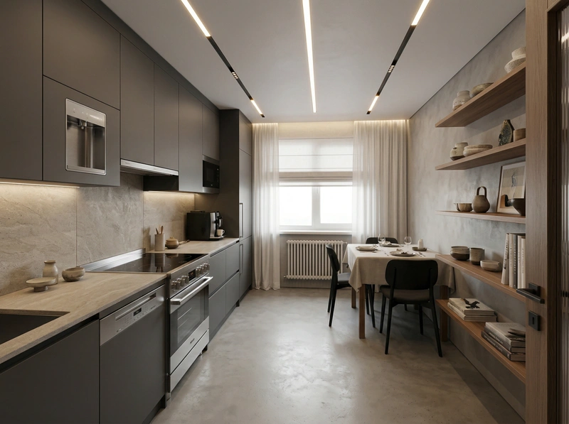 Дизайн кухни в стиле Минимализм — фото интерьера от нейросети RoomGPT