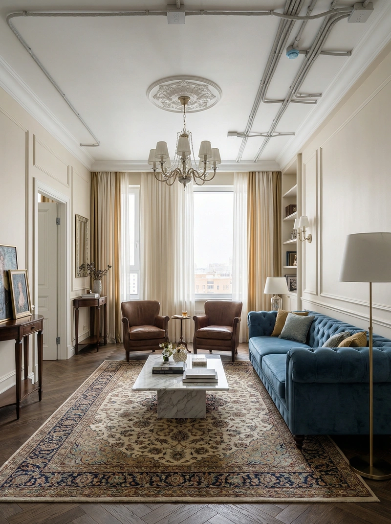 Дизайн интерьера в стиле Классика — Гостиная от нейросети RoomGPT