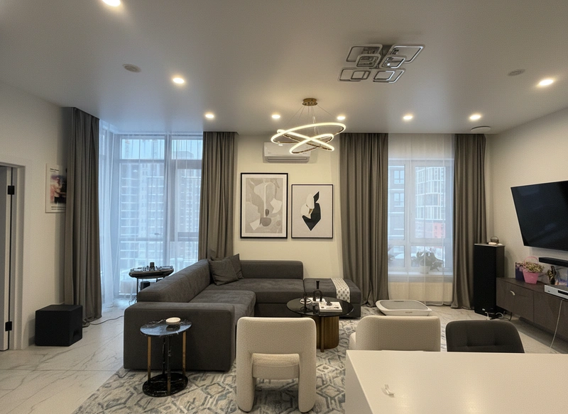 Дизайн интерьера в стиле Контемпорари — Гостиная от нейросети RoomGPT