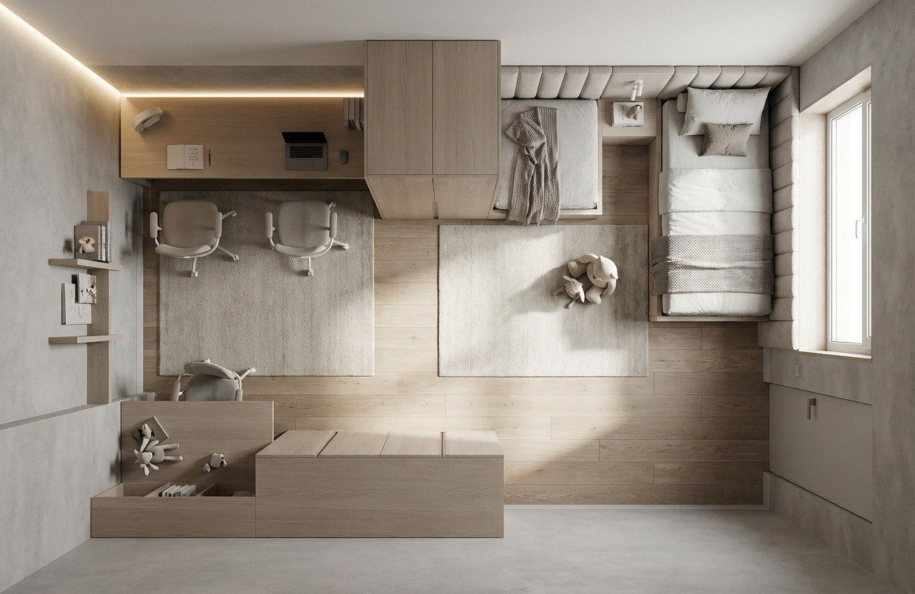 Дизайн детской в стиле Минимализм — фото интерьера от нейросети RoomGPT