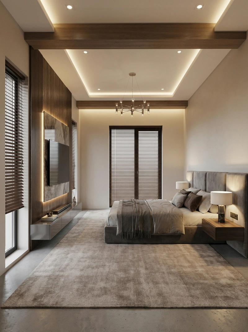 Дизайн интерьера в стиле Контемпорари — Спальня от нейросети RoomGPT