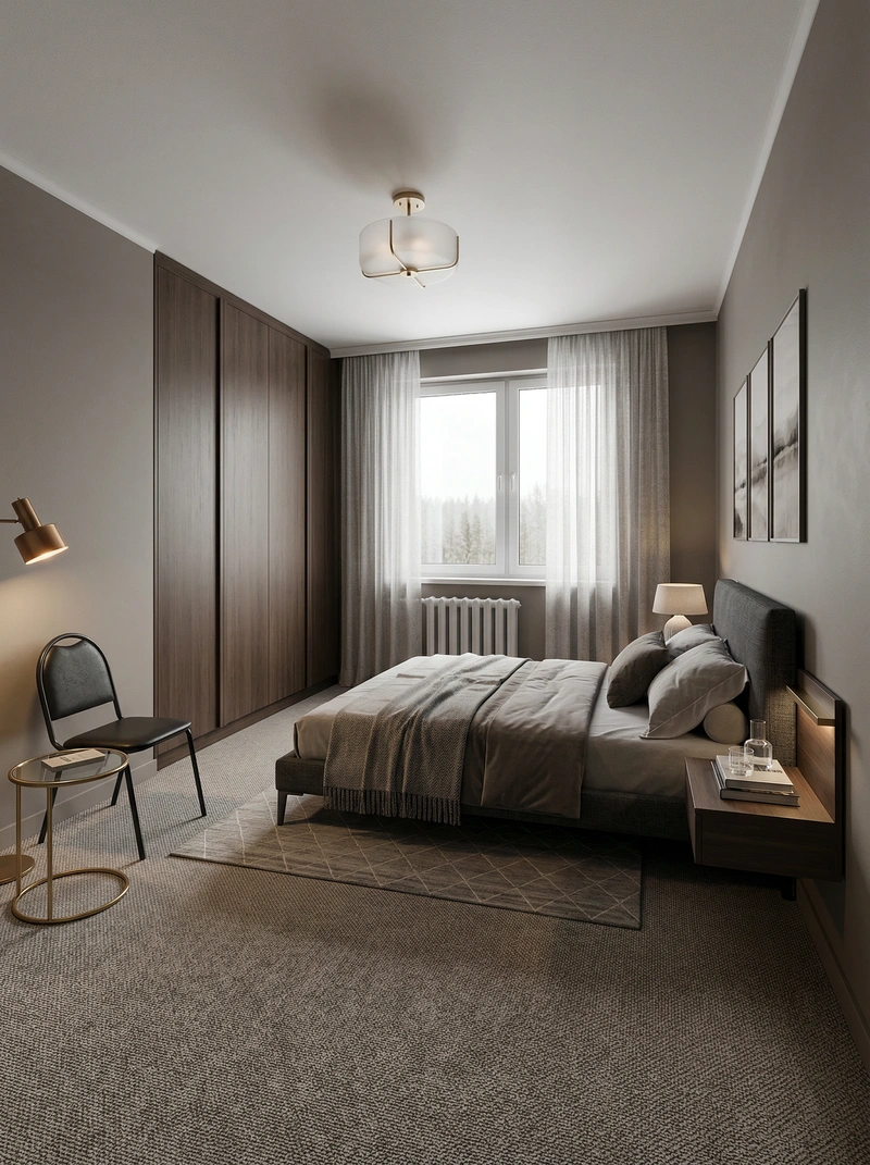 Дизайн интерьера в стиле Контемпорари — Спальня от нейросети RoomGPT