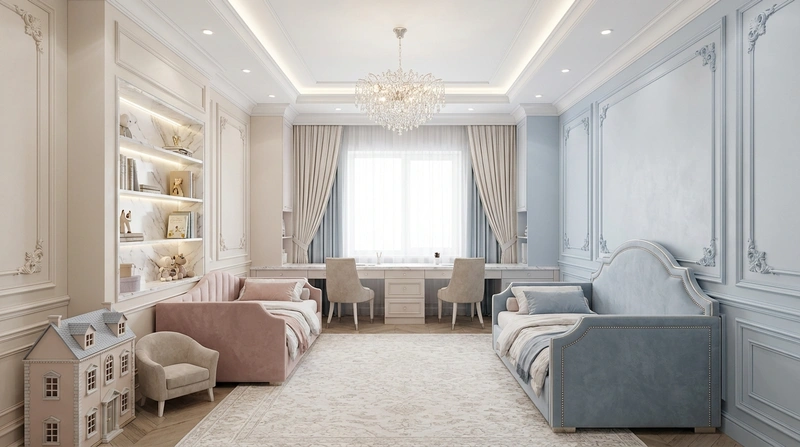 Дизайн детской в стиле Классика — фото интерьера от нейросети RoomGPT