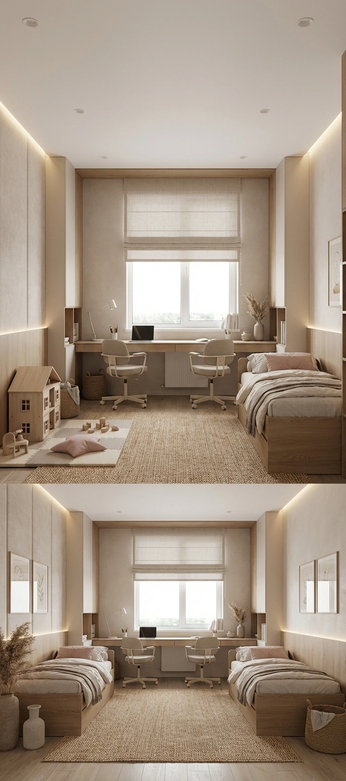 Дизайн детской в стиле Japandi — фото интерьера от нейросети RoomGPT