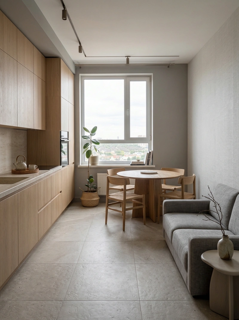 Дизайн кухни в стиле Japandi — фото интерьера от нейросети RoomGPT