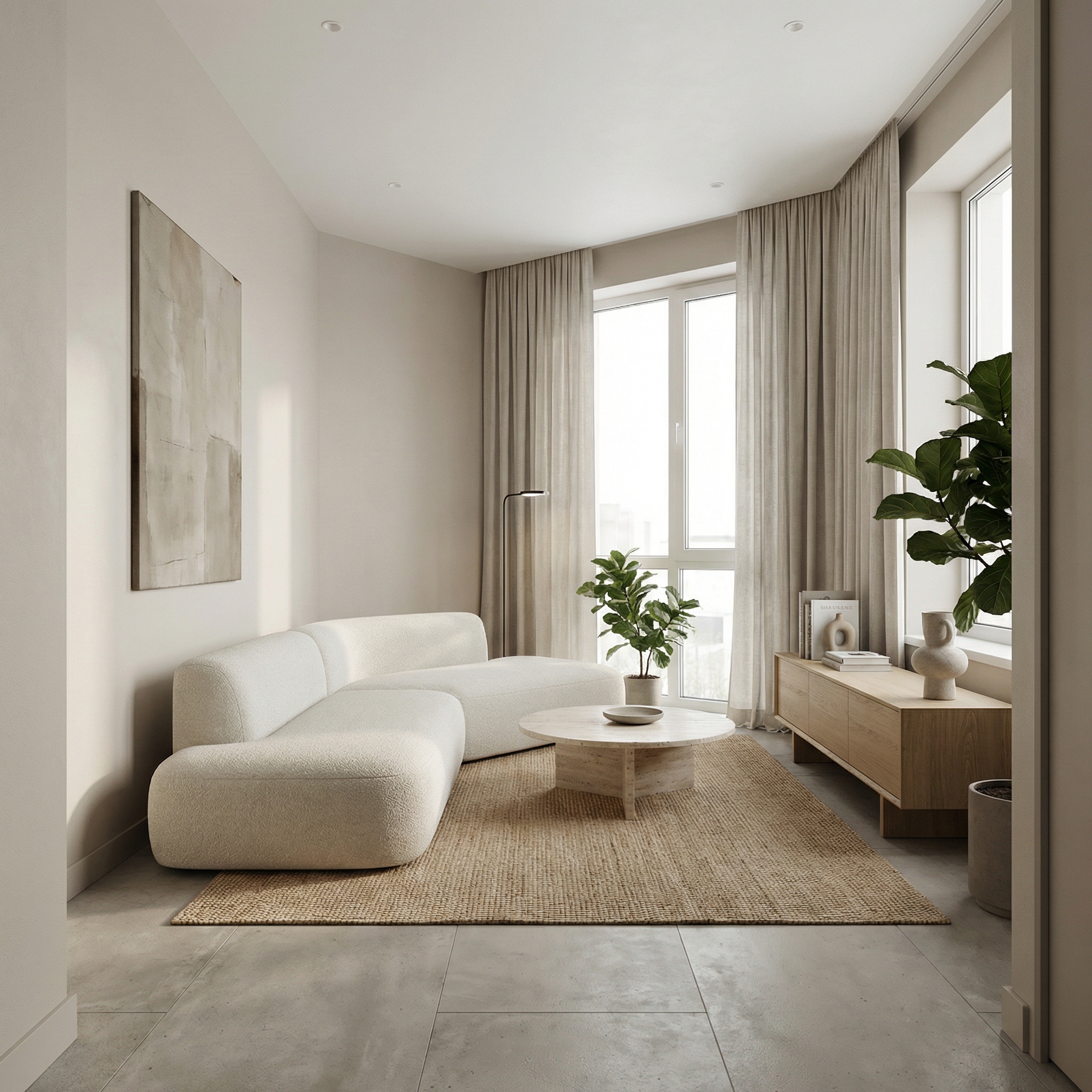 Дизайн гостиной в стиле Минимализм — фото интерьера от нейросети RoomGPT