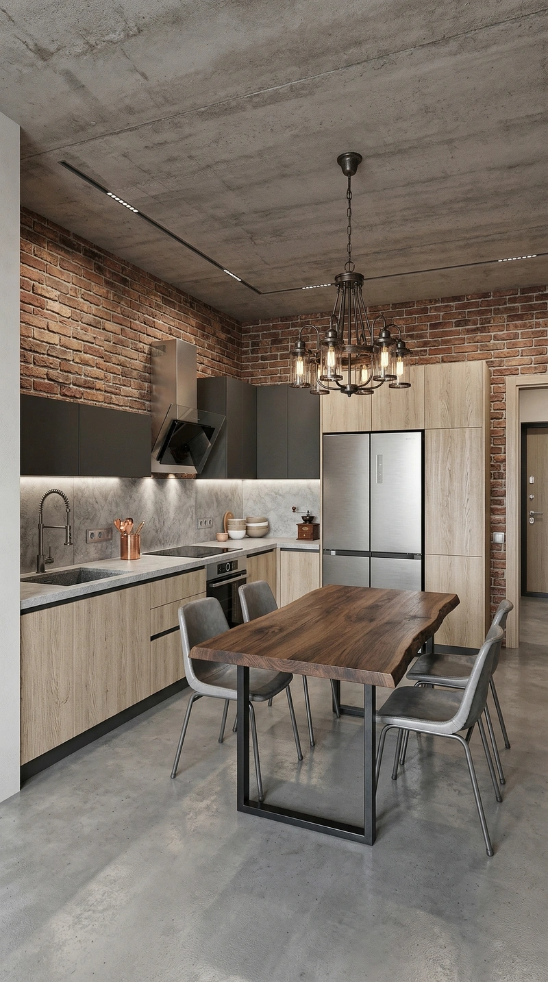 Дизайн кухни в стиле Лофт — фото интерьера от нейросети RoomGPT
