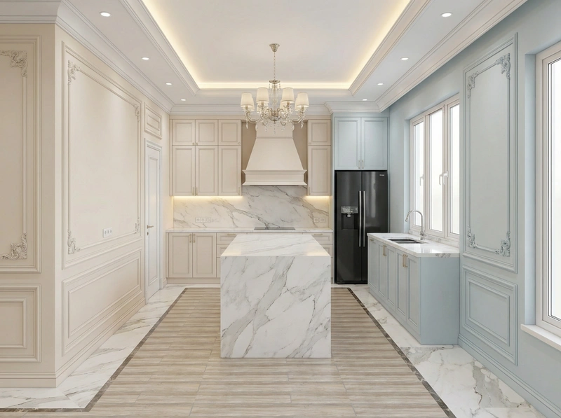 Дизайн интерьера в стиле Классика — Кухня от нейросети RoomGPT