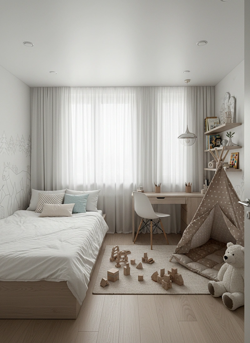 Дизайн интерьера в стиле Хюгге — Детская от нейросети RoomGPT