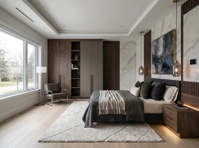 Дизайн интерьера в стиле Контемпорари — Спальня от нейросети RoomGPT