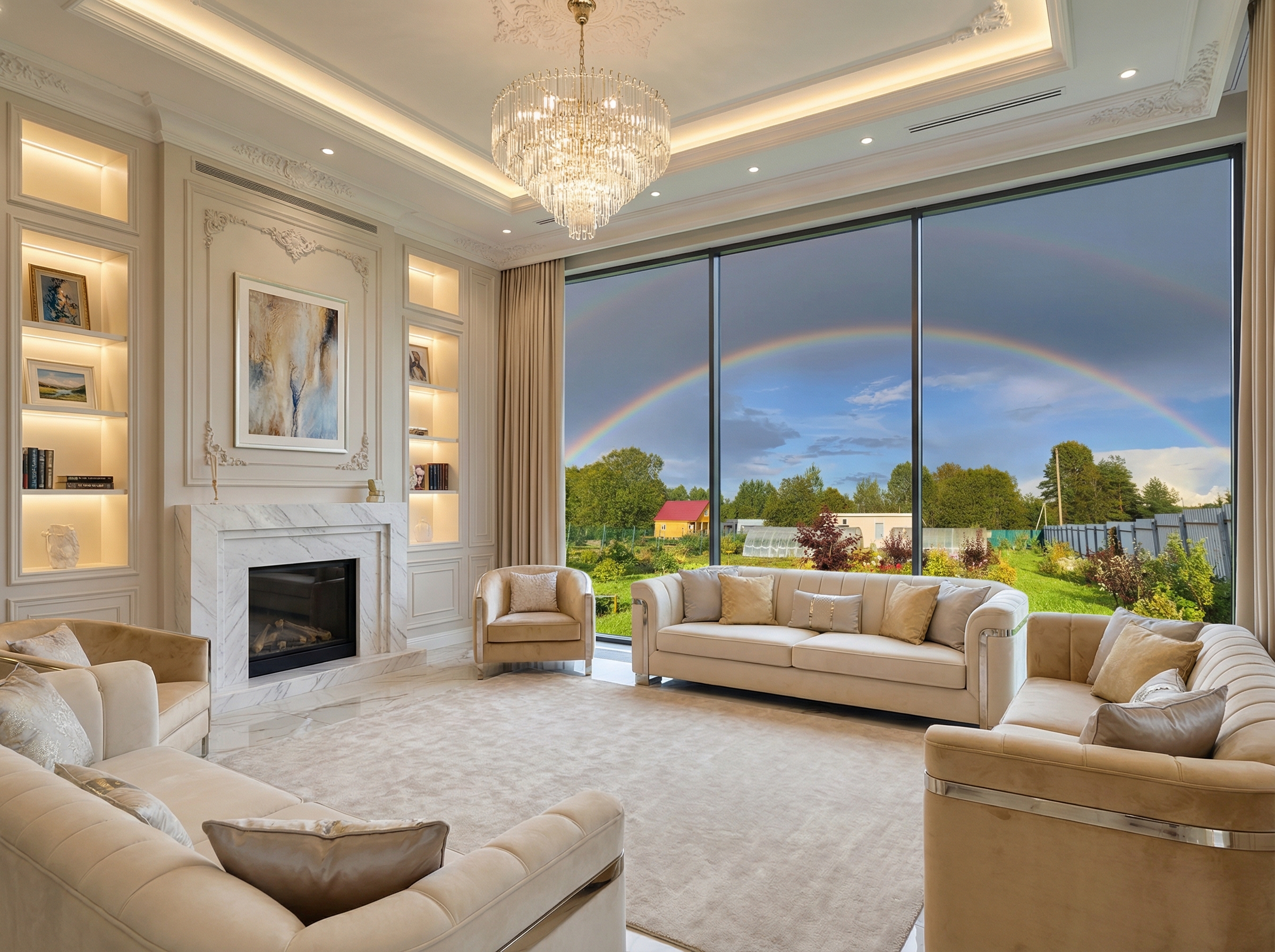 Дизайн гостиной в стиле Классика — фото интерьера от нейросети RoomGPT