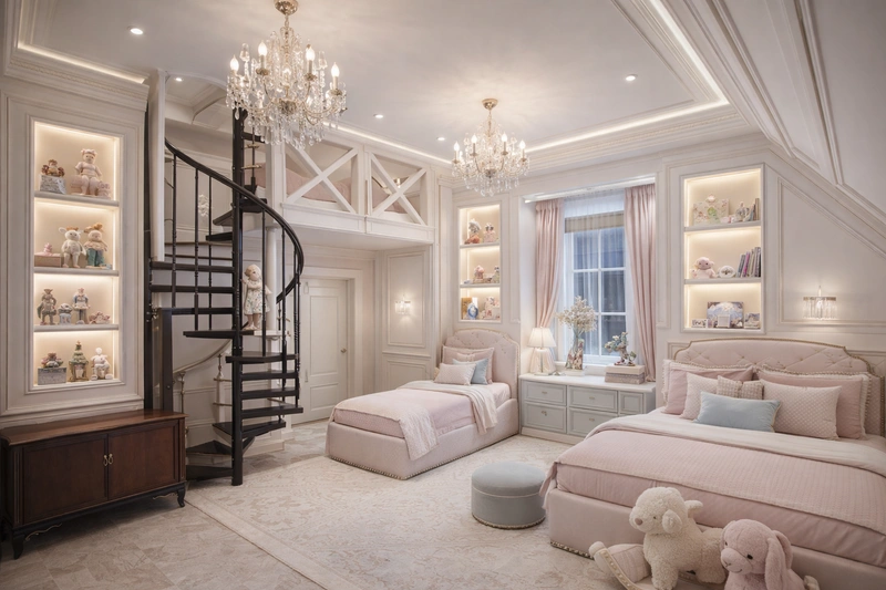 Дизайн детской в стиле Классика — фото интерьера от нейросети RoomGPT
