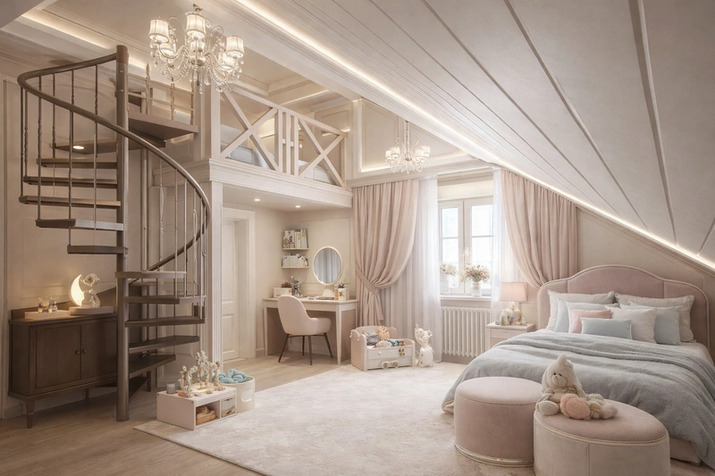Дизайн интерьера в стиле Неоклассика — Детская от нейросети RoomGPT