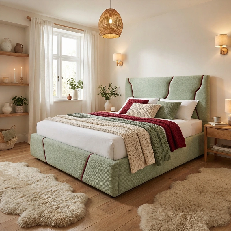 Дизайн спальни в стиле Хюгге — фото интерьера от нейросети RoomGPT