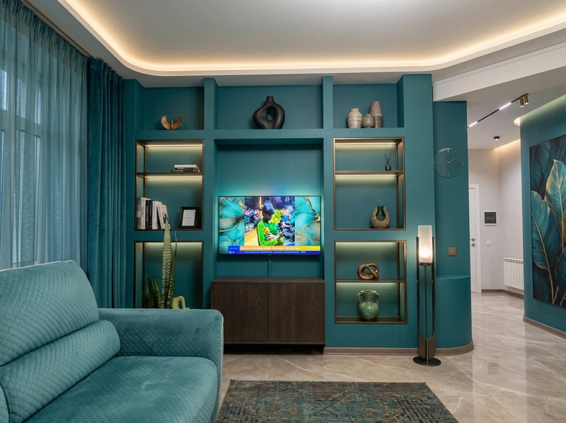 Дизайн гостиной в стиле Контемпорари — фото интерьера от нейросети RoomGPT