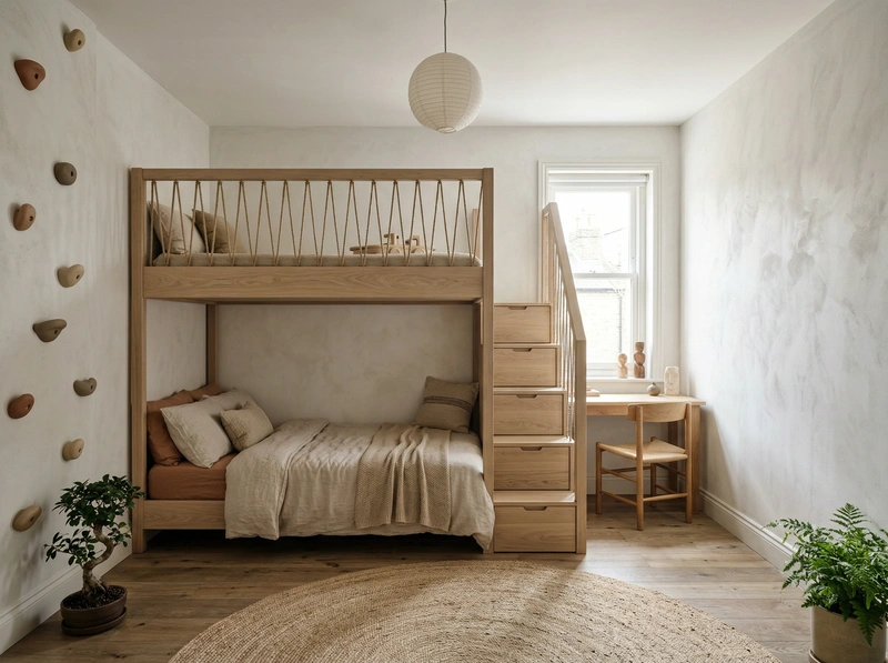 Дизайн детской в стиле Japandi — фото интерьера от нейросети RoomGPT