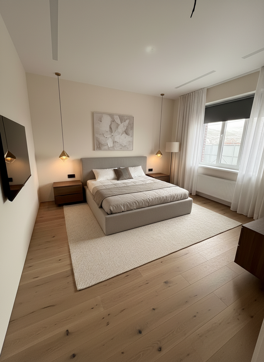 Дизайн спальни в стиле Минимализм — фото интерьера от нейросети RoomGPT