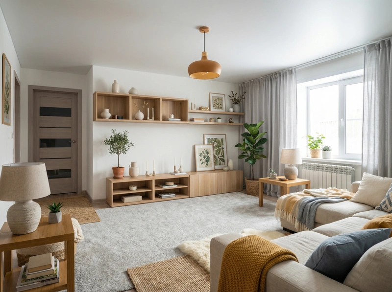 Дизайн интерьера в стиле Хюгге — Гостиная от нейросети RoomGPT