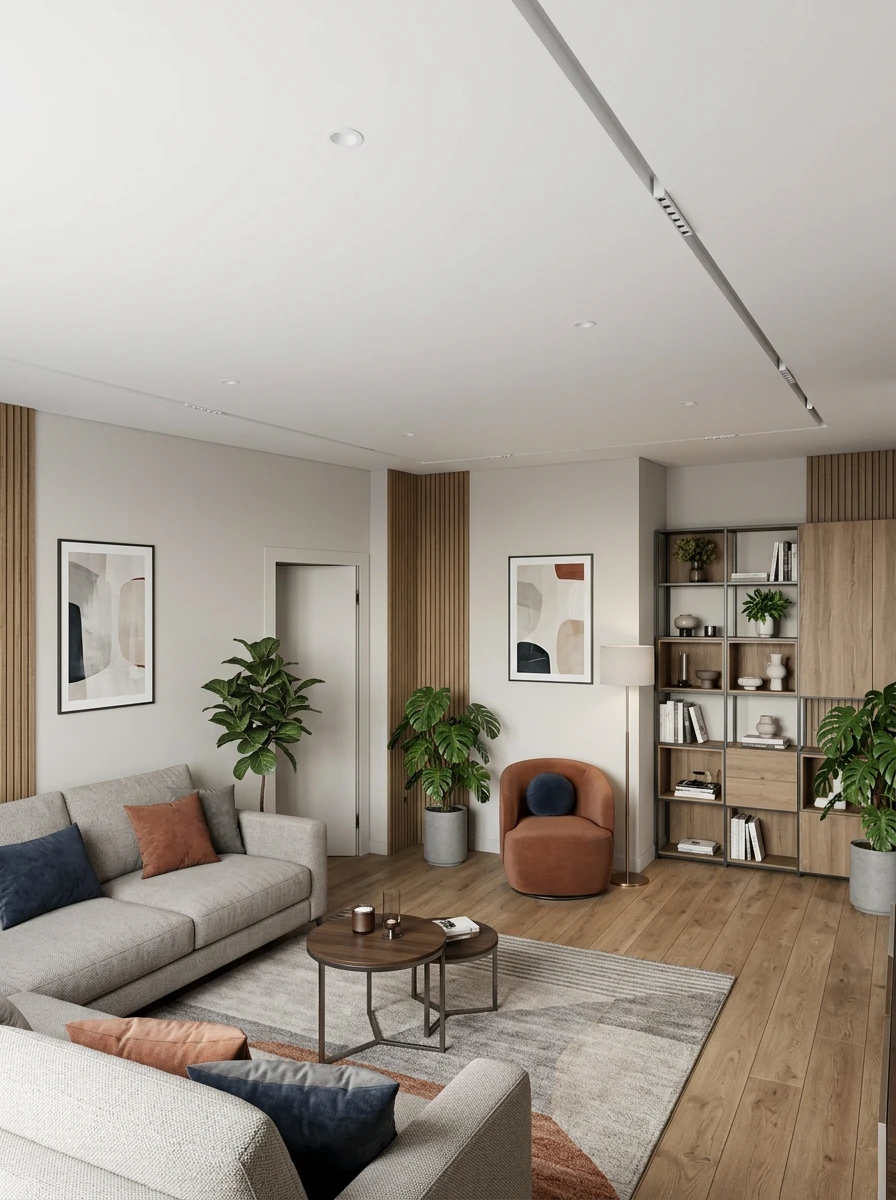 Дизайн гостиной в стиле Контемпорари — фото интерьера от нейросети RoomGPT