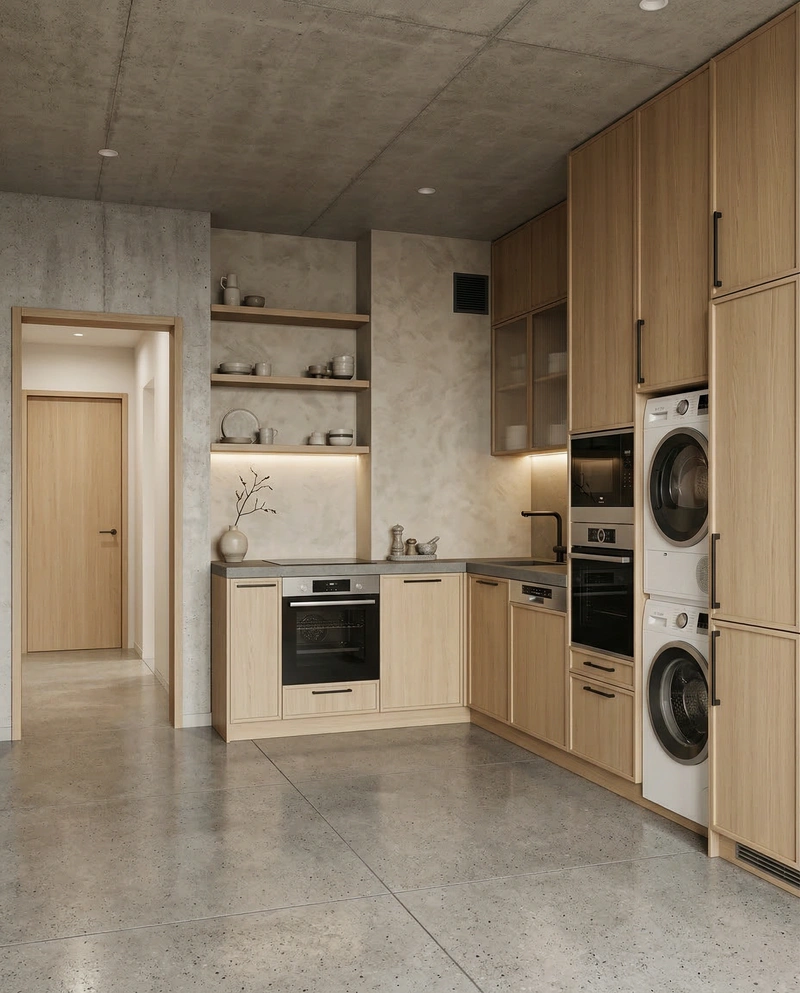 Дизайн кухни в стиле Japandi — фото интерьера от нейросети RoomGPT