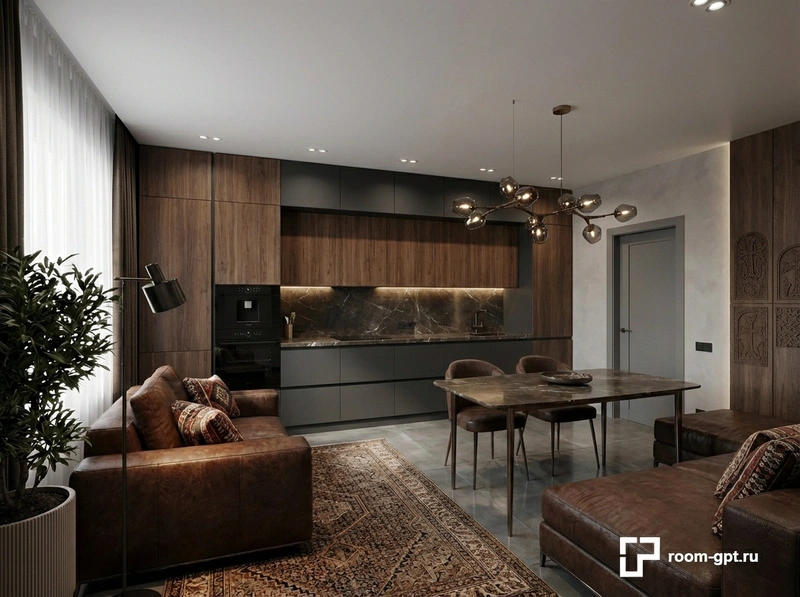 Дизайн интерьера в стиле Блэктэк — Гостиная от нейросети RoomGPT