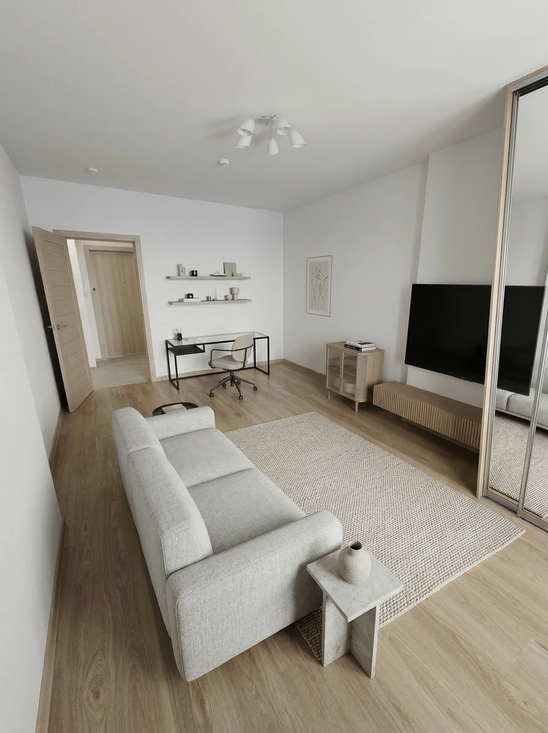 Дизайн интерьера в стиле Минимализм — Гостиная от нейросети RoomGPT