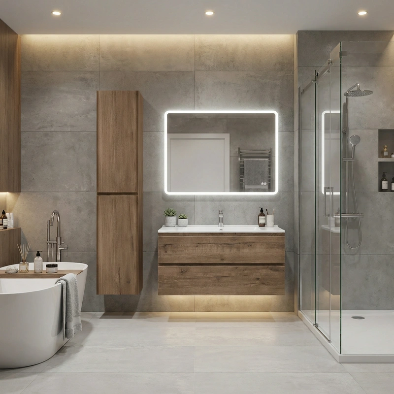 Дизайн интерьера в стиле Контемпорари — Ванная от нейросети RoomGPT