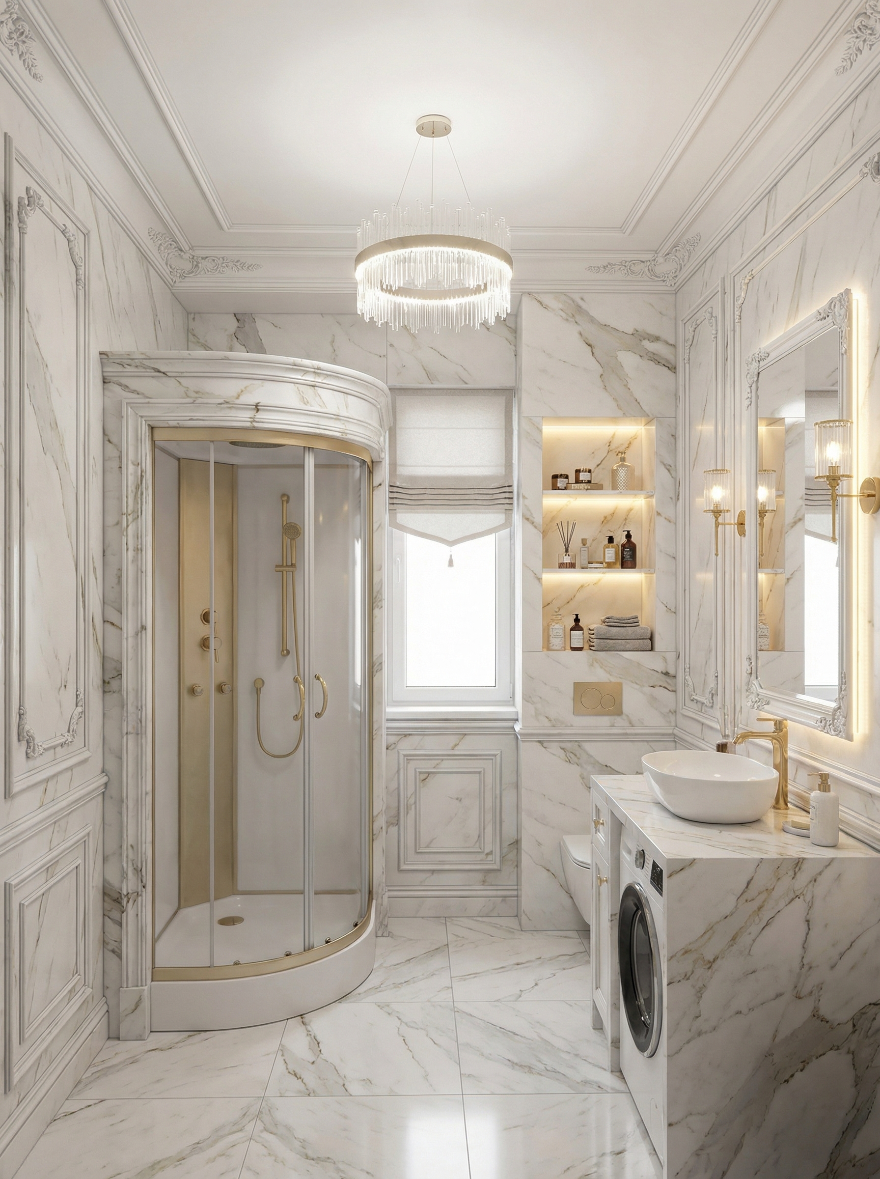 Дизайн ванной в стиле Классика — фото интерьера от нейросети RoomGPT