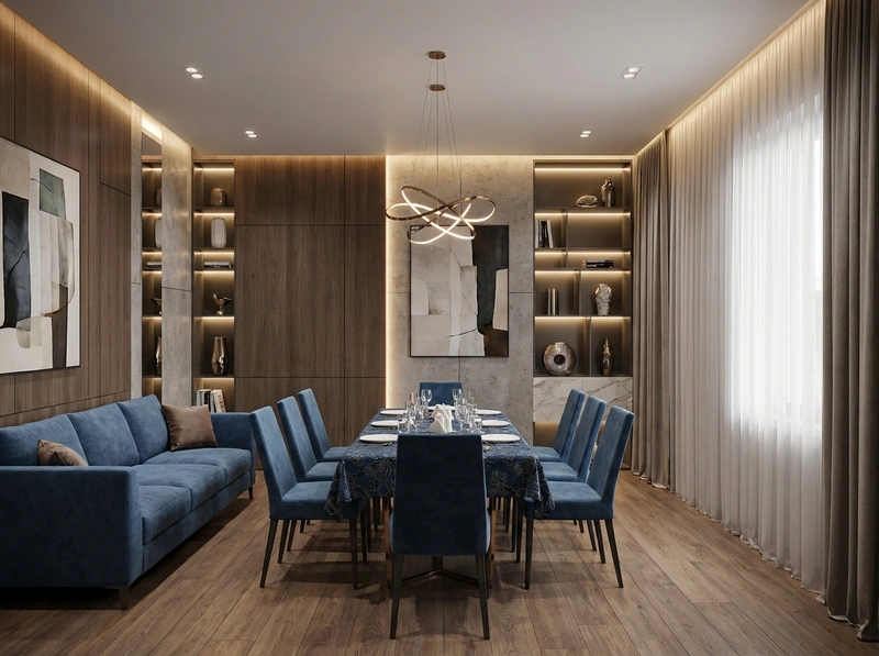 Дизайн интерьера в стиле Контемпорари — Гостиная от нейросети RoomGPT