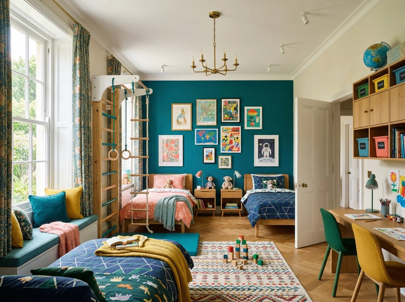 Дизайн детской в стиле Британский — фото интерьера от нейросети RoomGPT