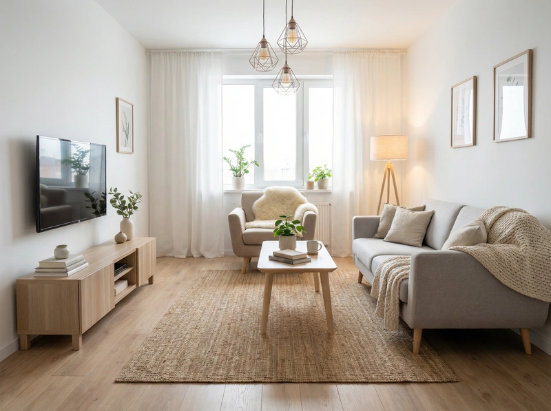 Дизайн интерьера в стиле Хюгге — Гостиная от нейросети RoomGPT