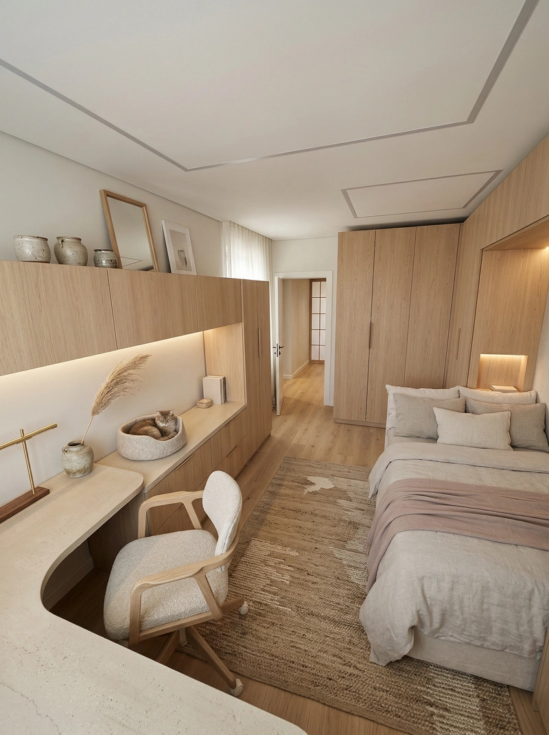 Дизайн детской в стиле Japandi — фото интерьера от нейросети RoomGPT