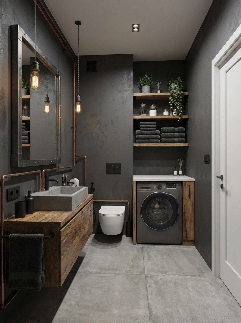 Дизайн интерьера в стиле Лофт — Ванная от нейросети RoomGPT