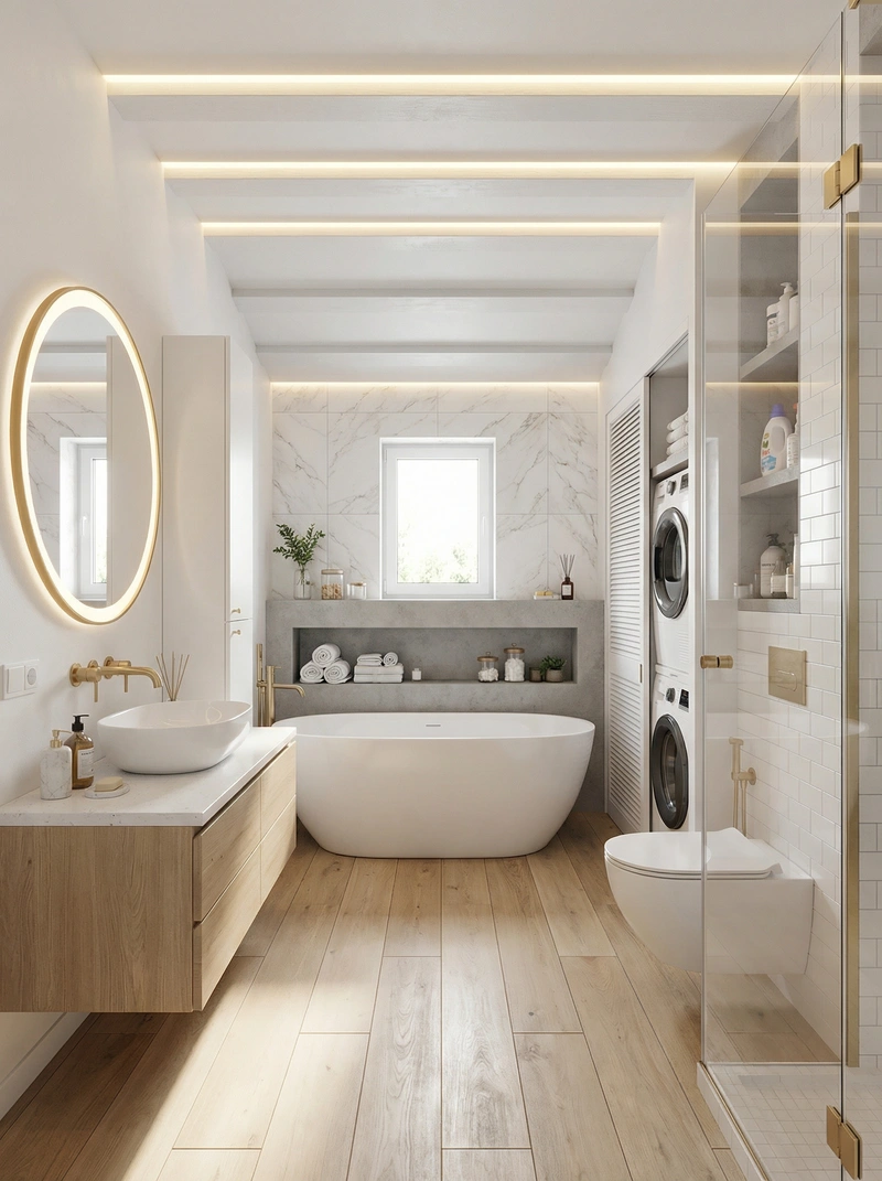 Дизайн интерьера в стиле Сканди — Ванная от нейросети RoomGPT